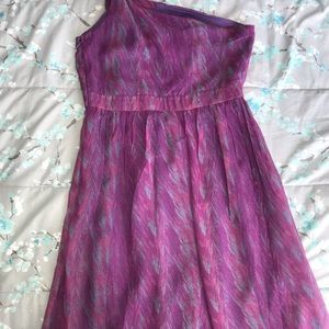 One shoulder Purple Midi Dress